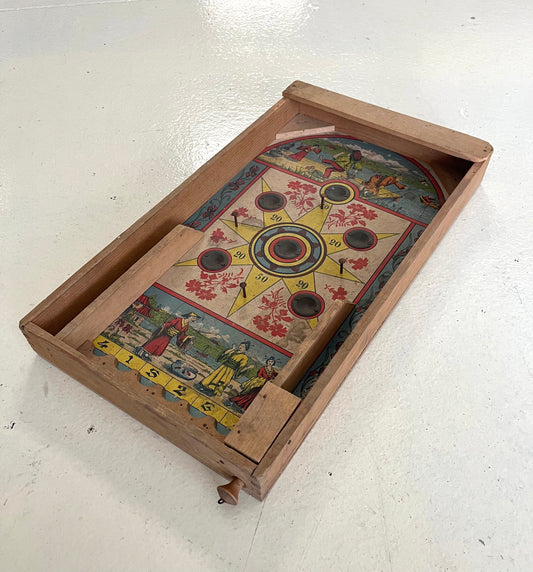 Antico Flipper da Tavolo Bagatelle in Legno - Primi '900, Motivo Orientale