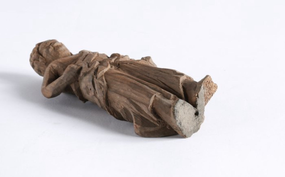 Antica Statua Buddista Giapponese in Legno – Scultura Minshubutsu, Accolito Doji (Fudo Myoo), Periodo Edo/Meiji