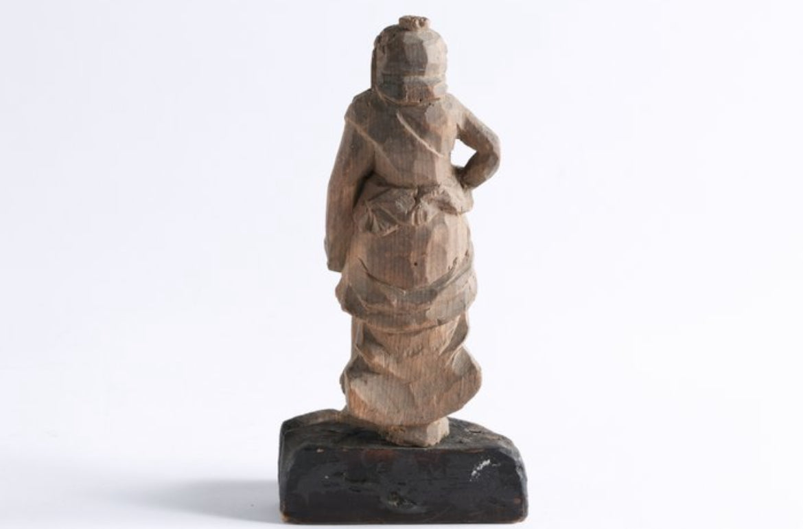 Antica Statua Buddista Giapponese in Legno – Scultura Minshubutsu, Accolito Doji (Fudo Myoo), Periodo Edo/Meiji